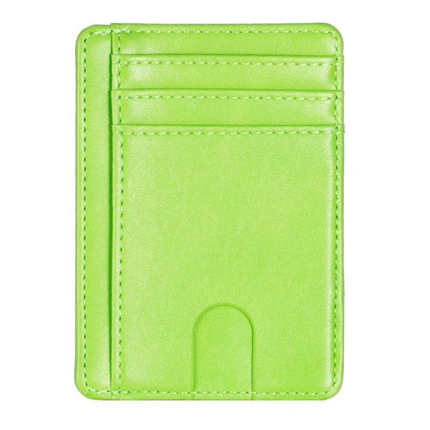 Thinkthendo carteira de couro com bloqueio rfid, fina, porta-cartão de crédito, identidade, carteira para dinheiro, para homens e mulheres