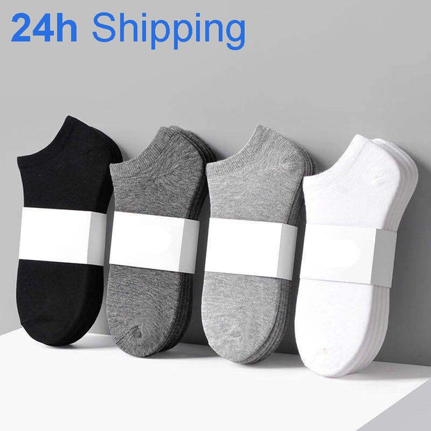 Großhandelspreis Unisex Damen- und Herrensocken Atmungsaktive Sportsocken Einfarbige Bootssocken Bequeme Baumwollsöckchen Weiß