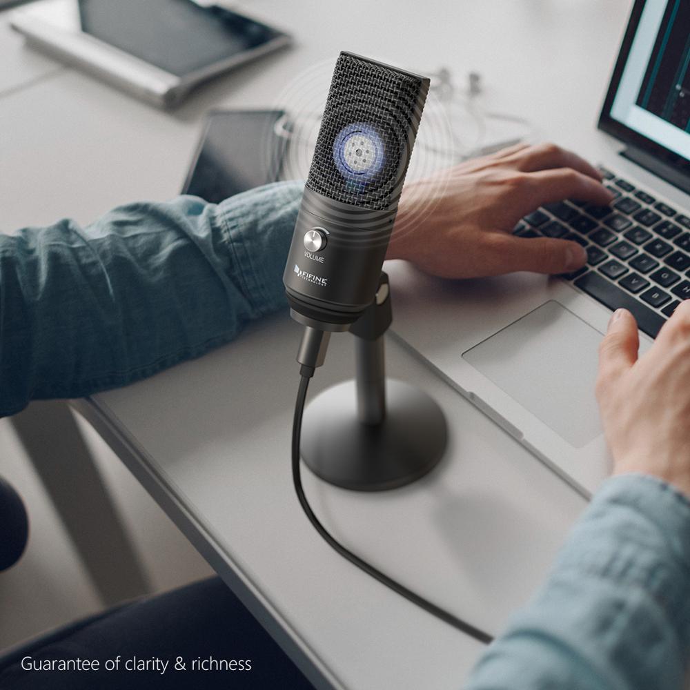Fifine microfone usb para computador portátil e computadores para gravação de streaming