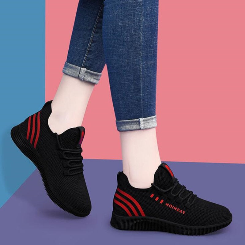 Mulheres casuais sapatos esportivos mulher respirável