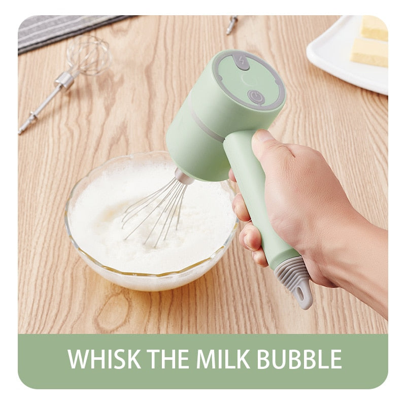 Mixer elétrico sem fio portátil para alimentos, misturador de massa com 3 velocidades