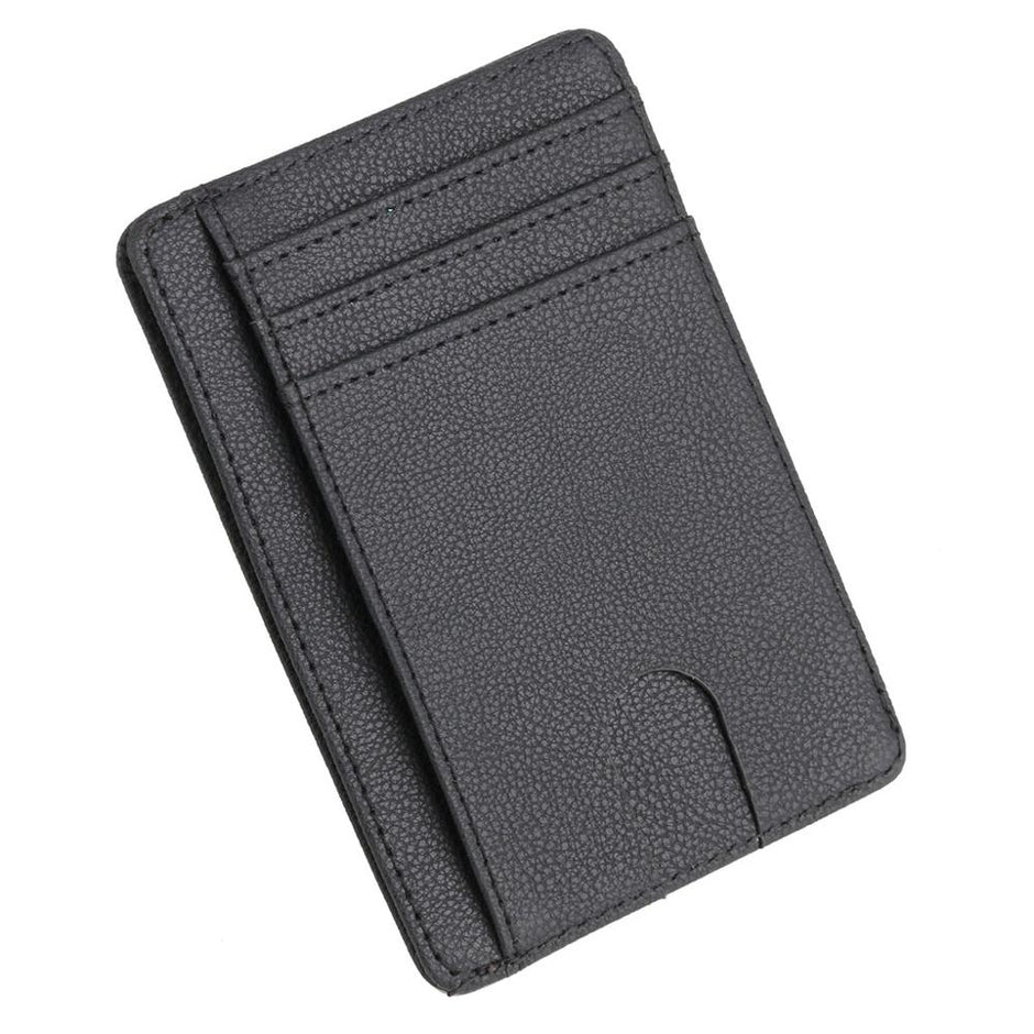 Thinkthendo carteira de couro com bloqueio rfid, fina, porta-cartão de crédito, identidade, carteira para dinheiro, para homens e mulheres