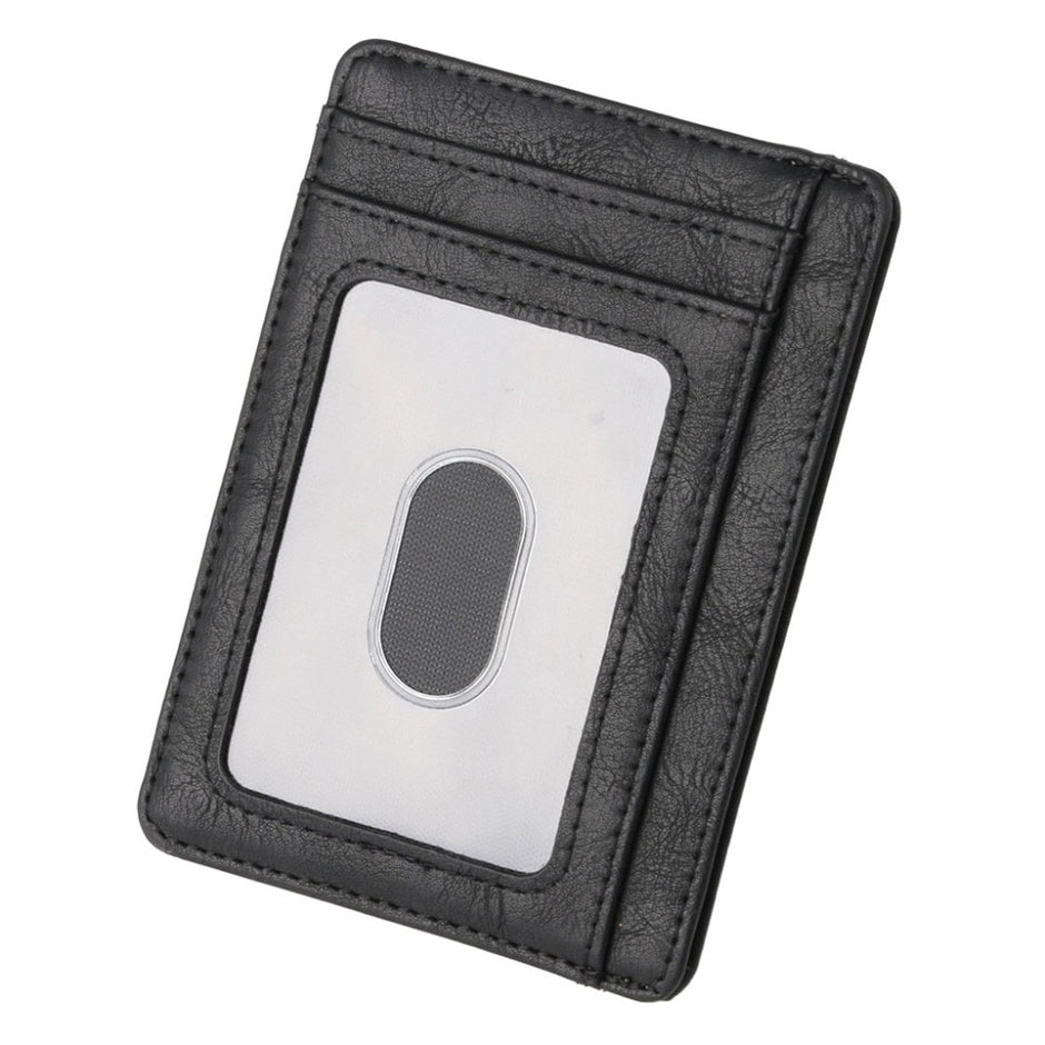 Thinkthendo carteira de couro com bloqueio rfid, fina, porta-cartão de crédito, identidade, carteira para dinheiro, para homens e mulheres