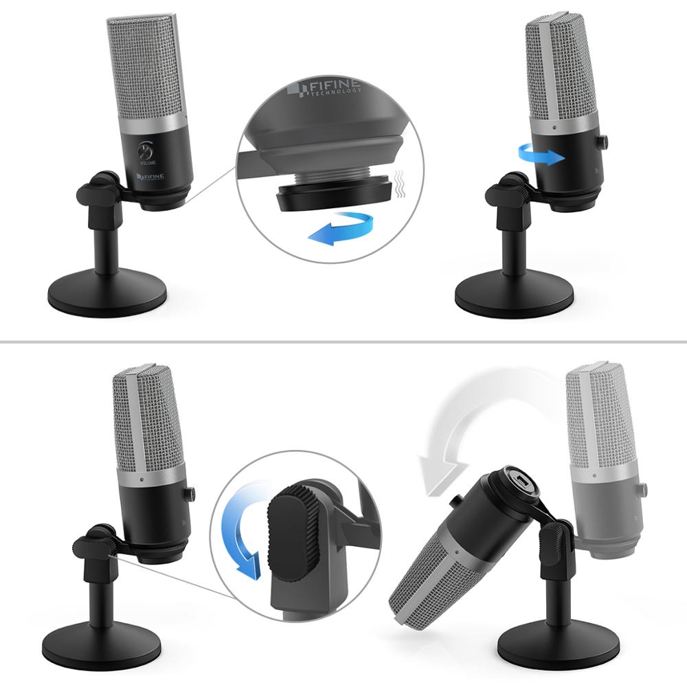 Fifine microfone usb para computador portátil e computadores para gravação de streaming