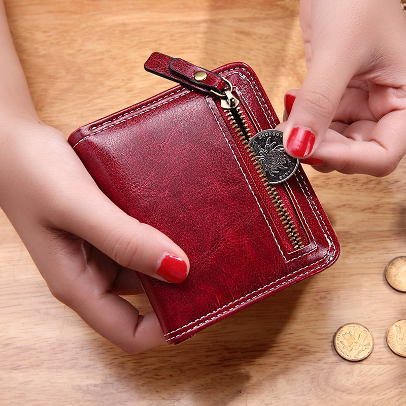 Zarte Mini-Geldbörse aus Leder, Luxus für Damen