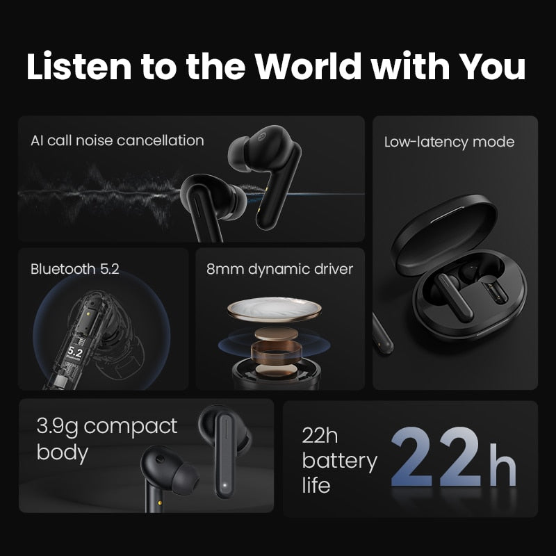 Haylou gt7 neo tws v5.2 fones de ouvido sem fio bluetooth