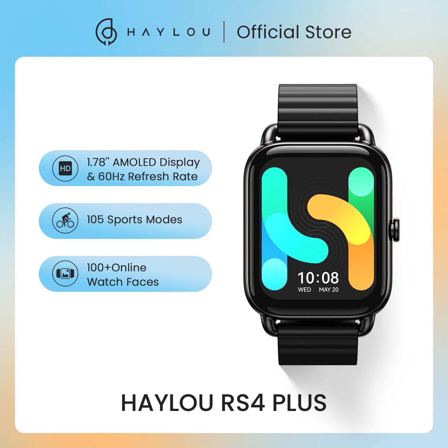 Haylou rs4 plus smartwatch 1.78, amoled