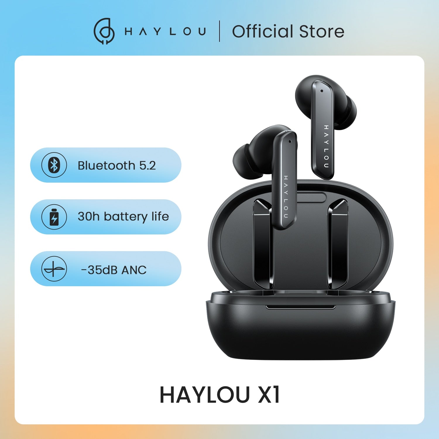 Haylou x1/w1 bluetooth 5.2 fones de ouvido 35db duplo cancelamento de ruído