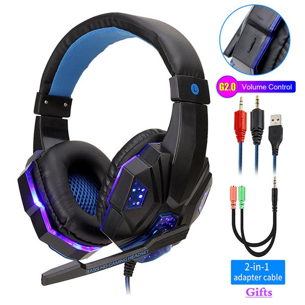 Professionelles Gamer-Headset mit LED-Licht, Gaming-Kopfhörer für Computer, PS4, verstellbar