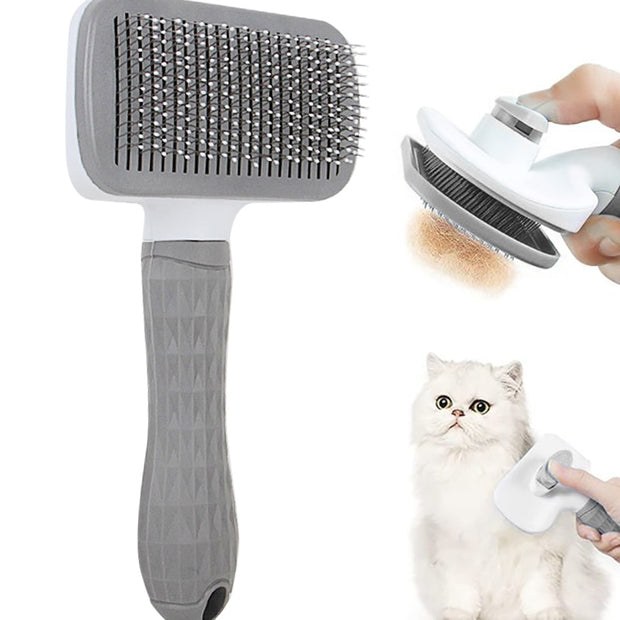Cão de estimação escova de cabelo gato pente grooming e cuidado gato escova de aço inoxidável