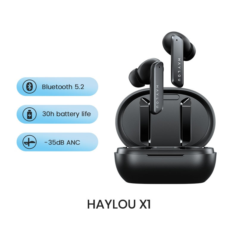 Haylou x1/w1 bluetooth 5.2 fones de ouvido 35db duplo cancelamento de ruído