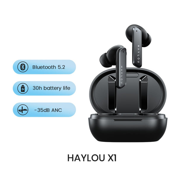 Haylou x1/w1 bluetooth 5.2 fones de ouvido 35db duplo cancelamento de ruído