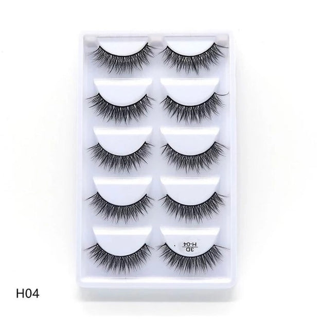 Novo 5 pares artesanal 3d vison cílios curtos cílios postiços cruz desarrumado densa natural cílios de olho estágio maquiagem cílios postiços