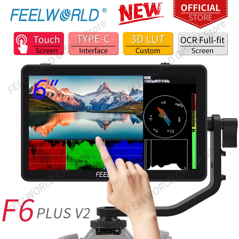 Feelworld f6 plus v2 6 Polegada câmera dslr campo monitor 3d lut tela