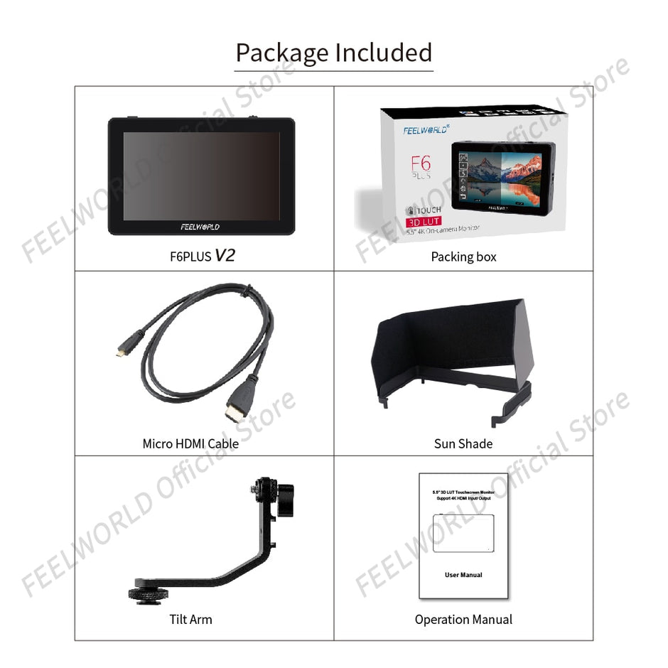 Feelworld f6 plus v2 6 Polegada câmera dslr campo monitor 3d lut tela