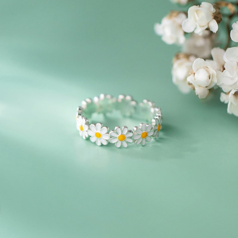 Anéis de flor da margarida do vintage para as mulheres