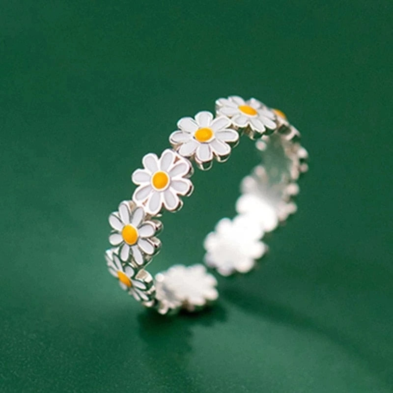 Anéis de flor da margarida do vintage para as mulheres