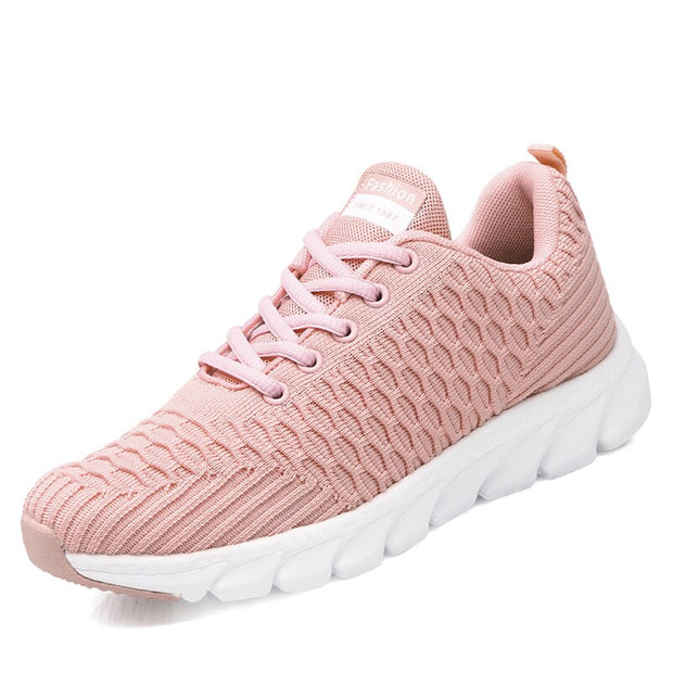 Tênis feminino de malha, sapato de malha macia para mulheres, tênis vulcanizado