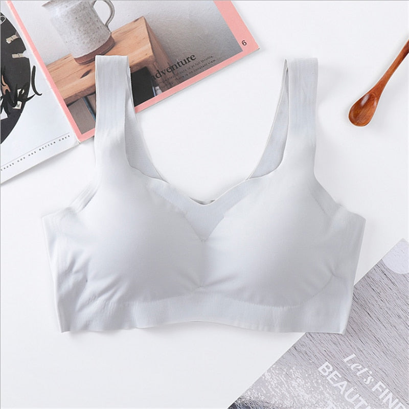 Sutiã Sem Costura Colete de Seda gelo Mulheres Bras Push Up