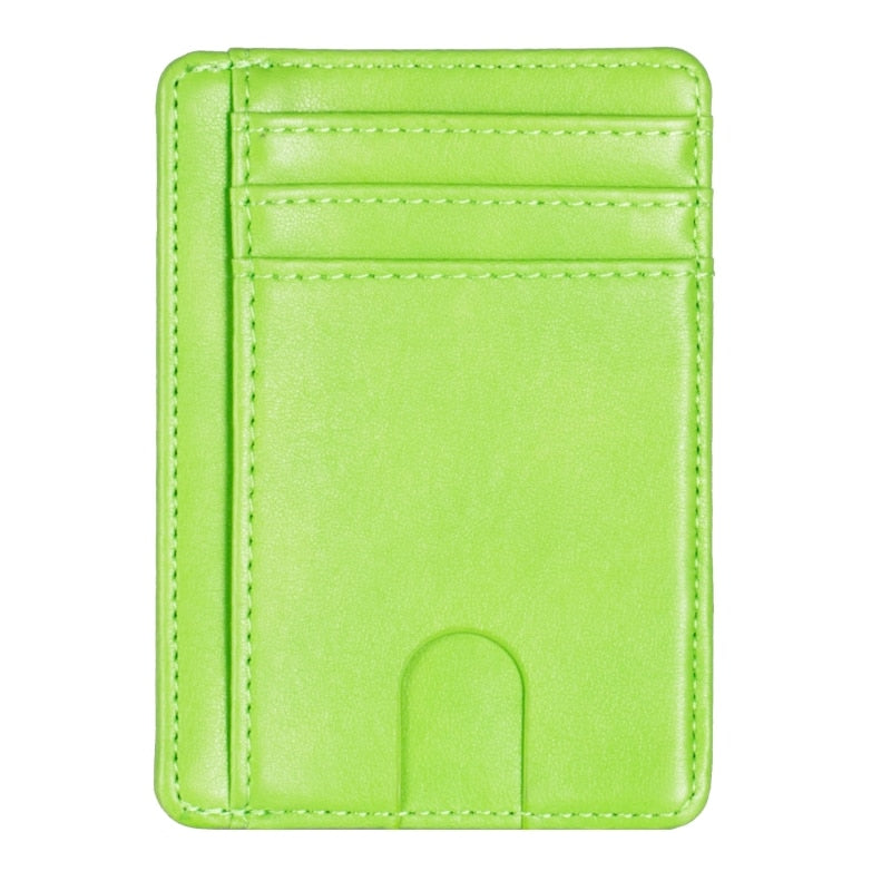 Thinkthendo carteira de couro com bloqueio rfid, fina, porta-cartão de crédito, identidade, carteira para dinheiro, para homens e mulheres
