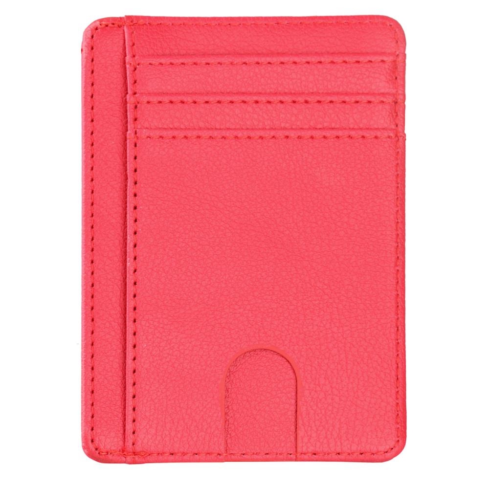 Thinkthendo carteira de couro com bloqueio rfid, fina, porta-cartão de crédito, identidade, carteira para dinheiro, para homens e mulheres
