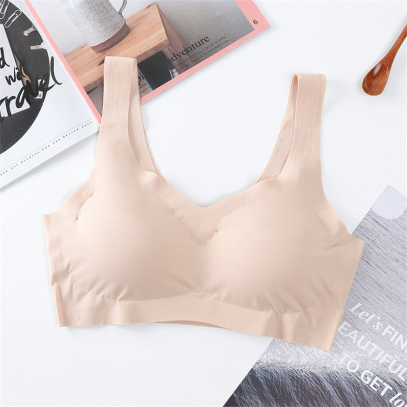 Sutiã Sem Costura Colete de Seda gelo Mulheres Bras Push Up