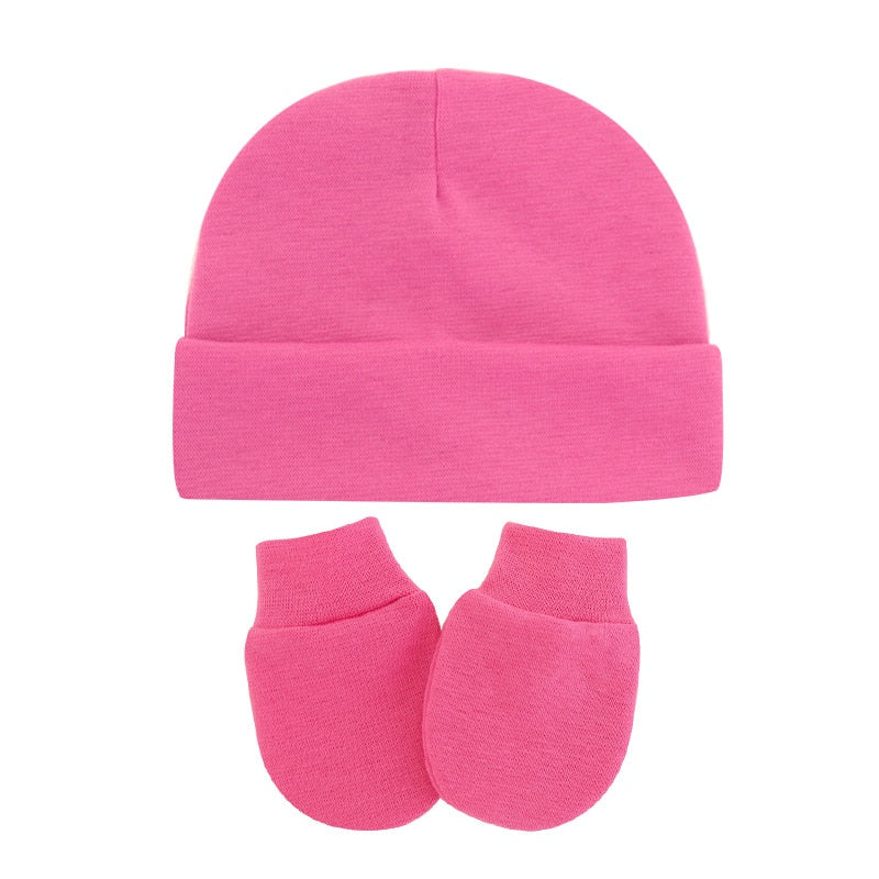 Touca e luvinha de Algodão para  Bebé Conjunto Inverno Meninos e Meninas Infantis