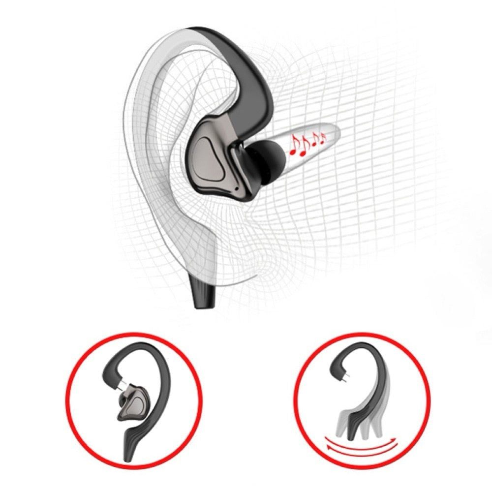 Tws fones de ouvido bluetooth com microfones esporte orelha gancho display led fones de ouvido estéreo hifi fones de ouvido fones de ouvido à prova d' água