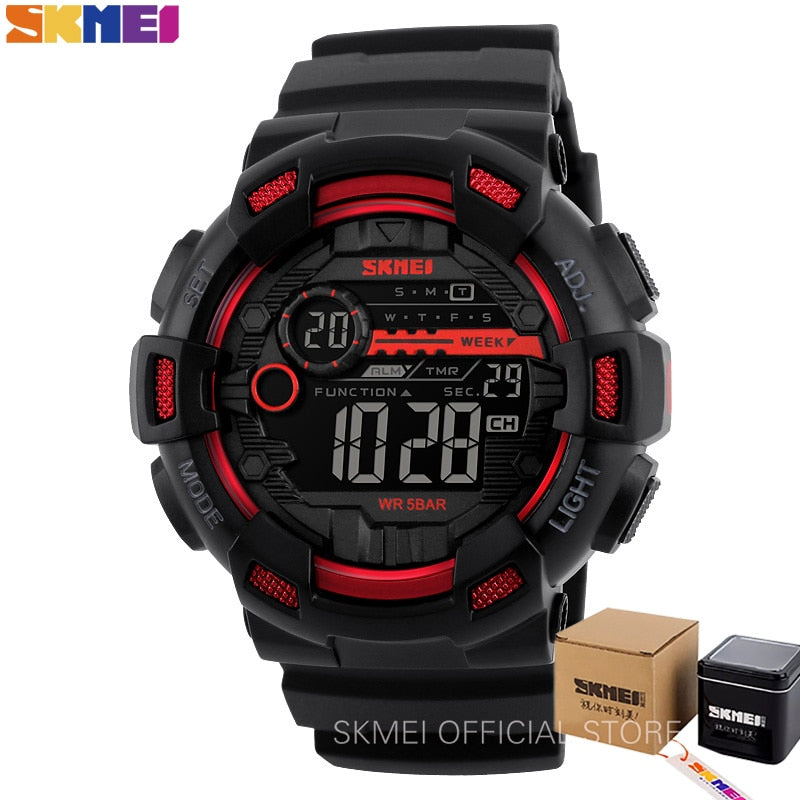 SKMEI Homens Esportes Relógios 50 M À Prova D' Água Back Light Tempo de Choque Duplo