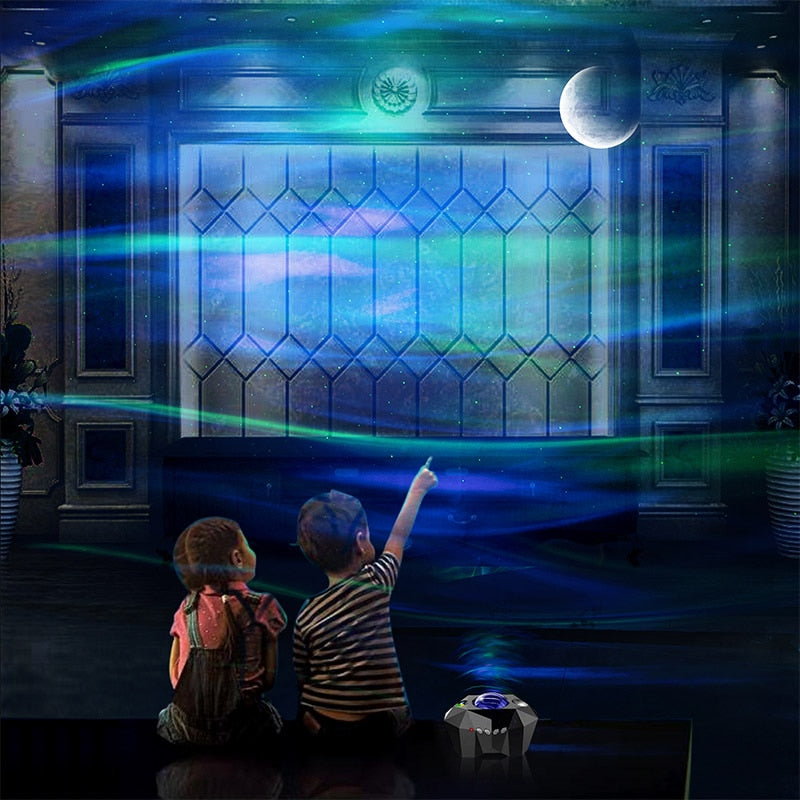 Led Aurora Borealis Stimmung Galaxy Projektor Starry Sky Musik Mond Nebel Projektion Schlafzimmer Dekoration Laser Atmosphäre Nacht Licht