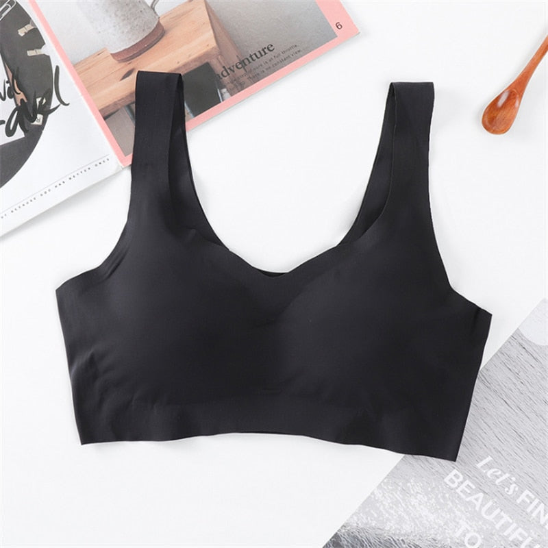 Sutiã Sem Costura Colete de Seda gelo Mulheres Bras Push Up
