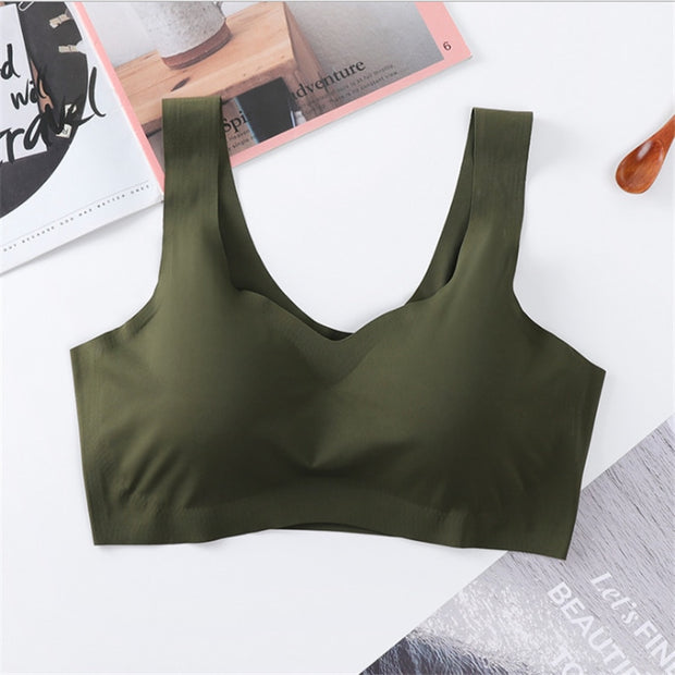Sutiã Sem Costura Colete de Seda gelo Mulheres Bras Push Up
