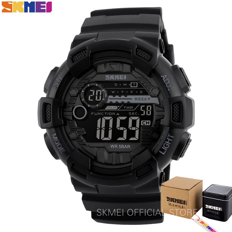 SKMEI Homens Esportes Relógios 50 M À Prova D' Água Back Light Tempo de Choque Duplo