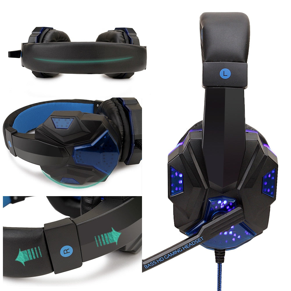 fone gamer Profissional auriculares gamer luz led gaming fones de ouvido gamer para computador ps4 ajustável