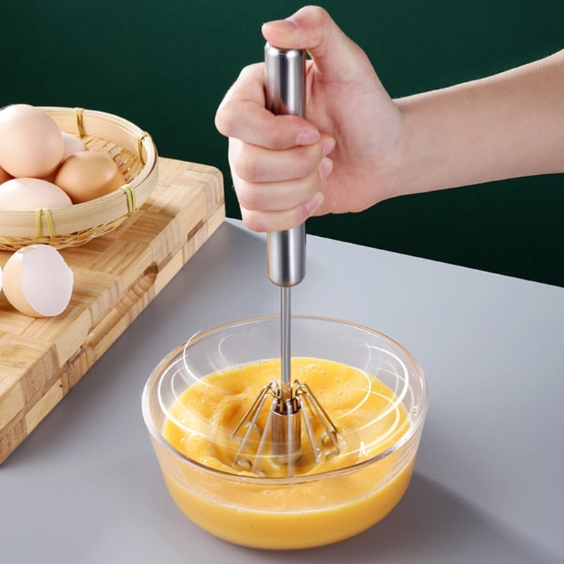 Pressão da mão semi automática batedor de ovos acessórios de cozinha em aço inoxidável