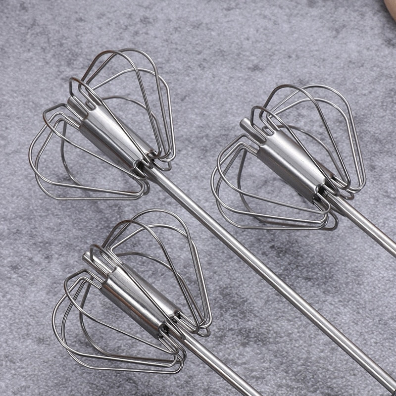Pressão da mão semi automática batedor de ovos acessórios de cozinha em aço inoxidável