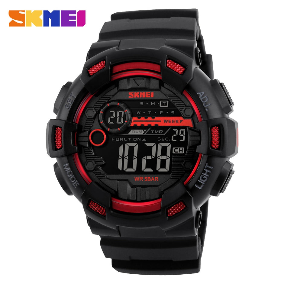 SKMEI Homens Esportes Relógios 50 M À Prova D' Água Back Light Tempo de Choque Duplo