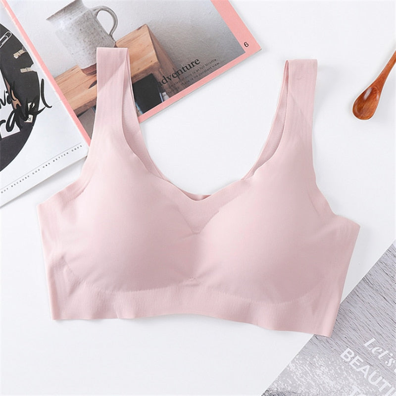 Sutiã Sem Costura Colete de Seda gelo Mulheres Bras Push Up