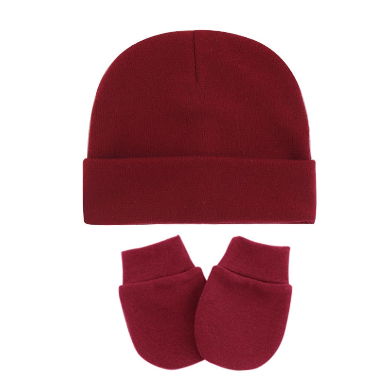 Touca e luvinha de Algodão para  Bebé Conjunto Inverno Meninos e Meninas Infantis