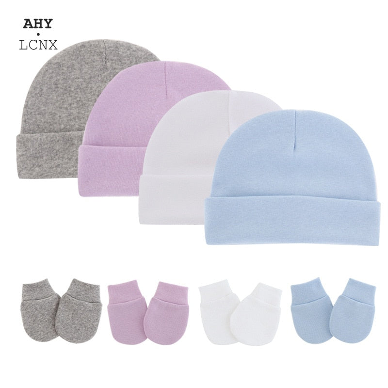 Touca e luvinha de Algodão para  Bebé Conjunto Inverno Meninos e Meninas Infantis