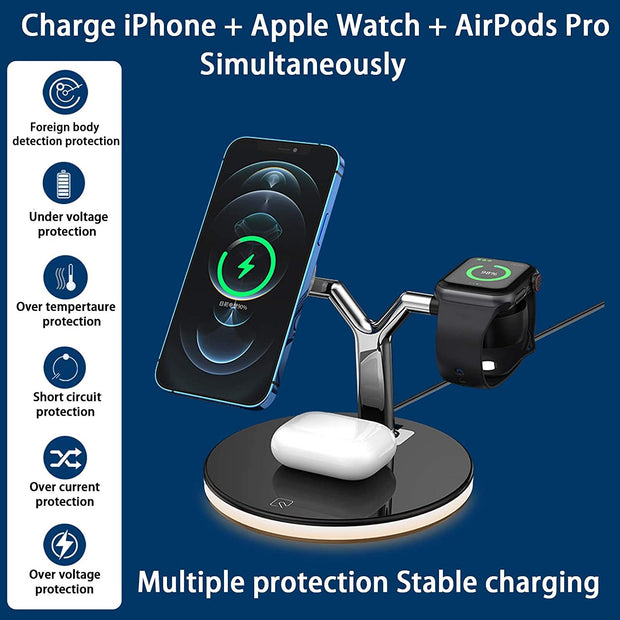 25w 3 em 1 ímã que carregador sem fio rápido para iphone