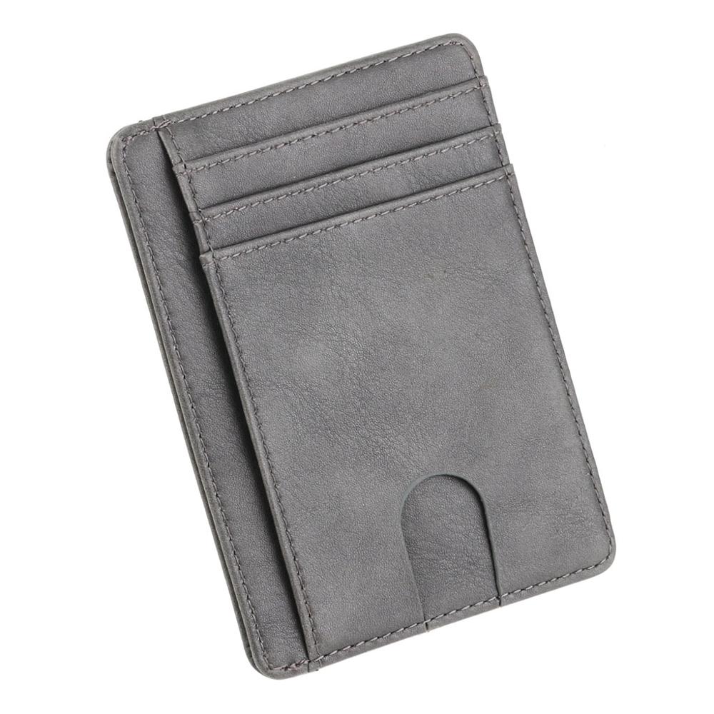 Thinkthendo carteira de couro com bloqueio rfid, fina, porta-cartão de crédito, identidade, carteira para dinheiro, para homens e mulheres