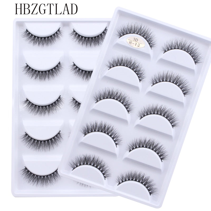 Novo 5 pares artesanal 3d vison cílios curtos cílios postiços cruz desarrumado densa natural cílios de olho estágio maquiagem cílios postiços
