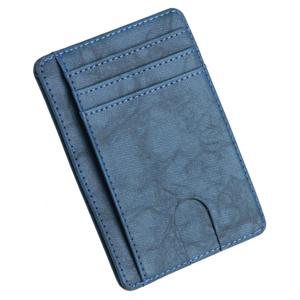Thinkthendo carteira de couro com bloqueio rfid, fina, porta-cartão de crédito, identidade, carteira para dinheiro, para homens e mulheres