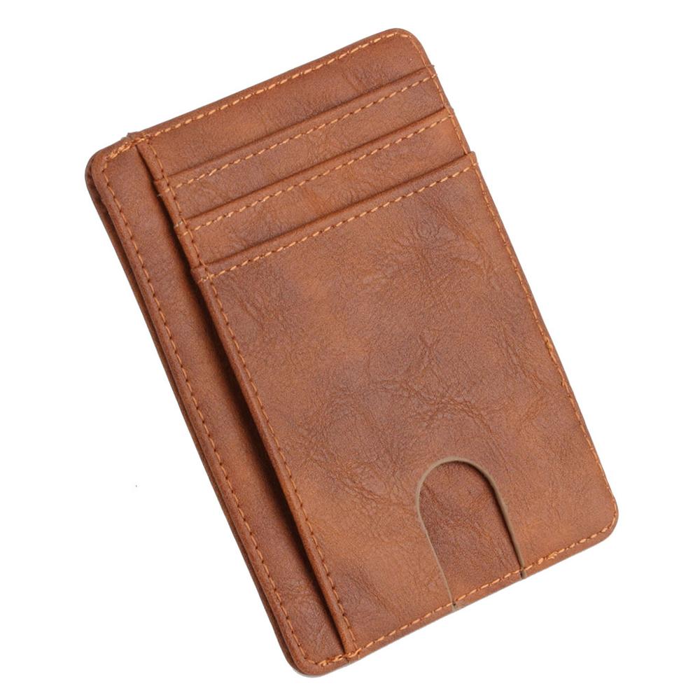 Thinkthendo carteira de couro com bloqueio rfid, fina, porta-cartão de crédito, identidade, carteira para dinheiro, para homens e mulheres