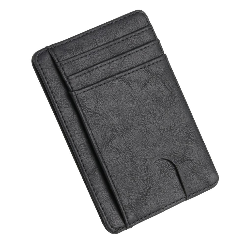 Thinkthendo carteira de couro com bloqueio rfid, fina, porta-cartão de crédito, identidade, carteira para dinheiro, para homens e mulheres