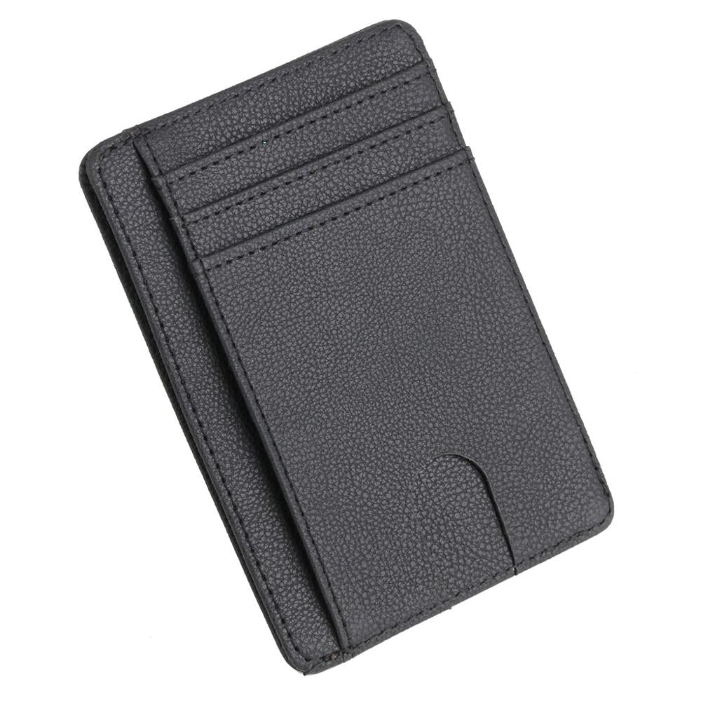 Thinkthendo carteira de couro com bloqueio rfid, fina, porta-cartão de crédito, identidade, carteira para dinheiro, para homens e mulheres