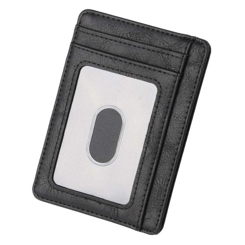 Thinkthendo carteira de couro com bloqueio rfid, fina, porta-cartão de crédito, identidade, carteira para dinheiro, para homens e mulheres