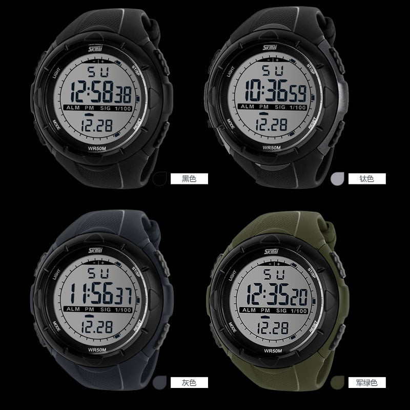 Skmei relógio digital militar masculino, relógio masculino na moda de 2023, relógio despertador, resistente ao choque, à prova d'água, relógio digital do exército
