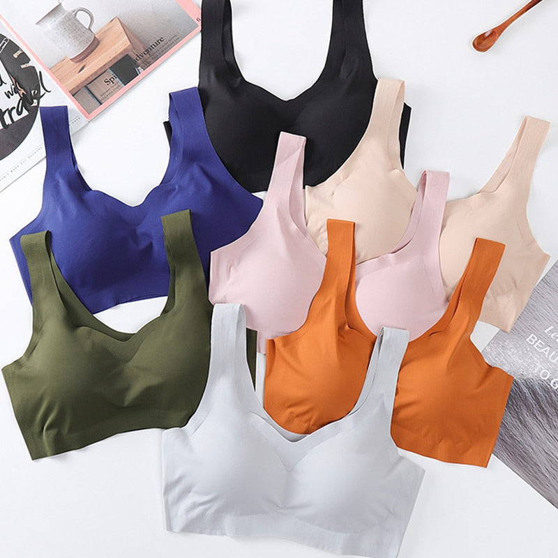 Sutiã Sem Costura Colete de Seda gelo Mulheres Bras Push Up